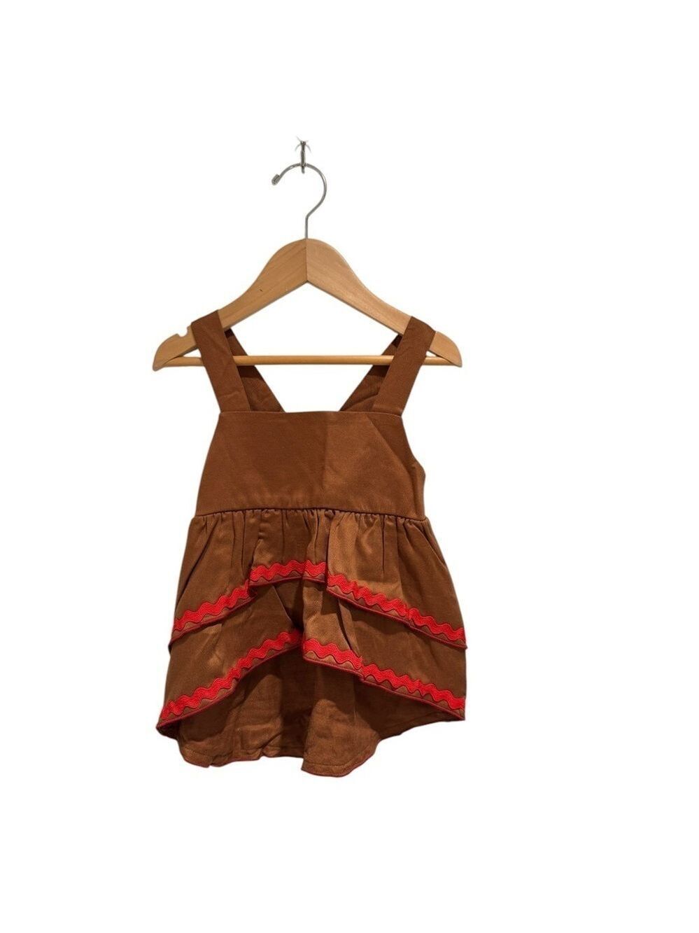 PAADE MODE Brown Hi-Low Tank with Red Rik Rak Trim - size 2